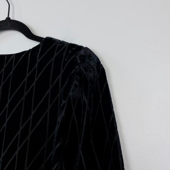 Ann Taylor Geo Velvet V-Neck Top Burnout Blouse‎ Office Whimsygoth Size Small - Picture 8 of 10